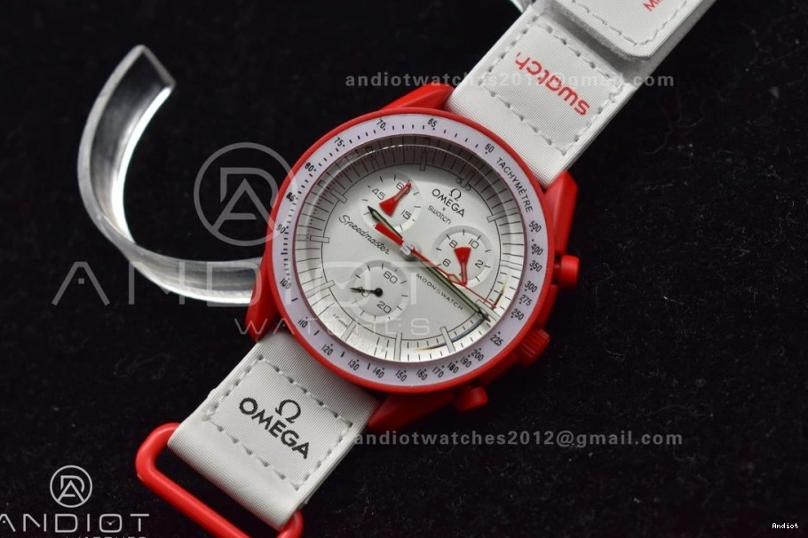 to Swatch on Omega Mars Mission Quartz Strap Nylon Bioceramic x Moonwatch 0505